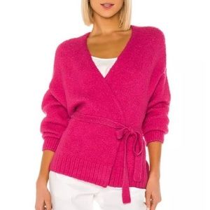 1 STATE Long Sleeve Belted Cardigan Sweater NWT L Pink
